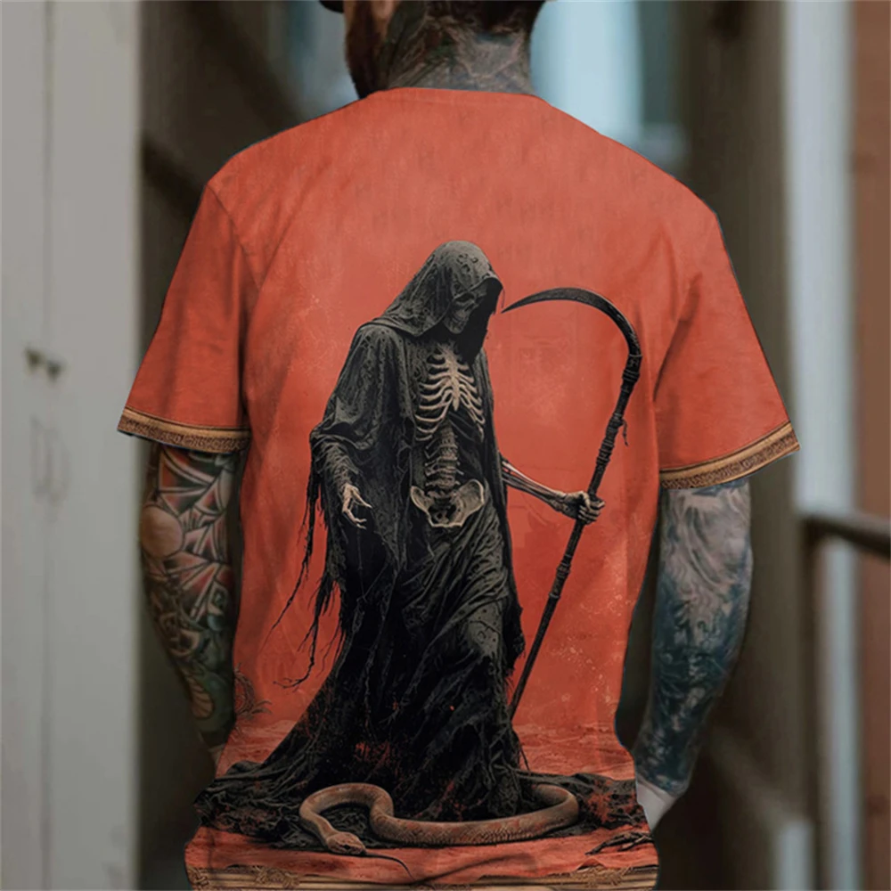 Summer Funny Skeleton grim Reaper 3D Print T-Shirts Streetwear Men Horror Fashion Harajuku Casual Oversized T Shirt  Tops Clothi