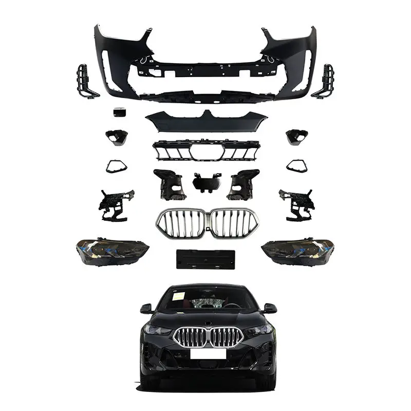 Old to New Front Bumper Headlight Fender Hood Body Kit for BMW X6 G06 LCI 2019 2020 2021 2022 to X6 2023 M-TECH BODYKIT