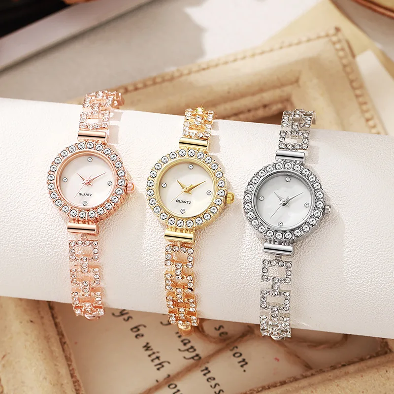 Women's Quartz Watch Light Luxury Style Diamond Studded Adjustable Ladies Wristwatch  Elegant Versatile Fashion Female Watches