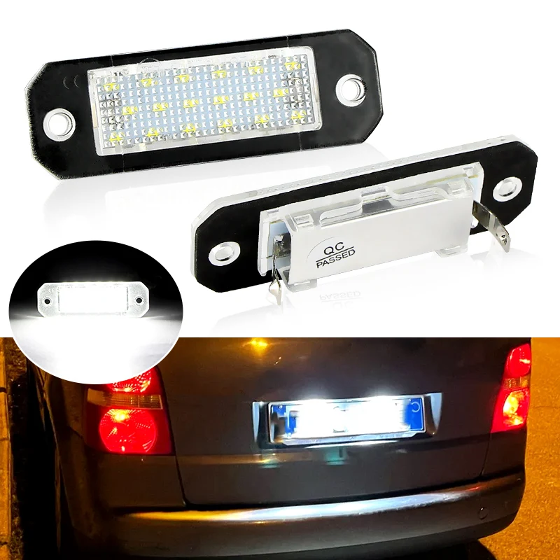 

2PCS For VW T5 T6 Transporter Caravelle Multivan California Transvan White LED License Plate Light Number Plate Lamp Assembly
