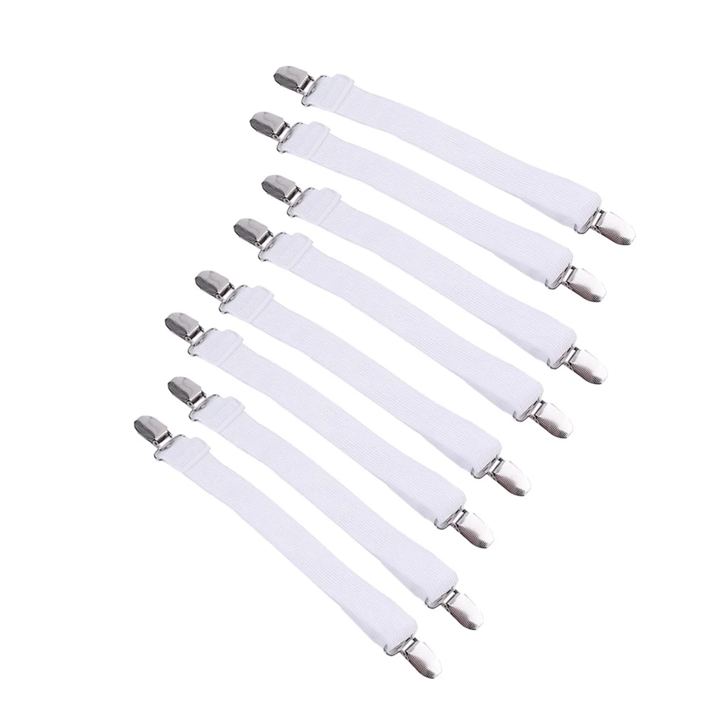 

8Pcs Bed Sheet Fasteners Elastic Clips Adjustable Strong Tension Straps Secure Fitted Sheets Mattress Cover Organizer