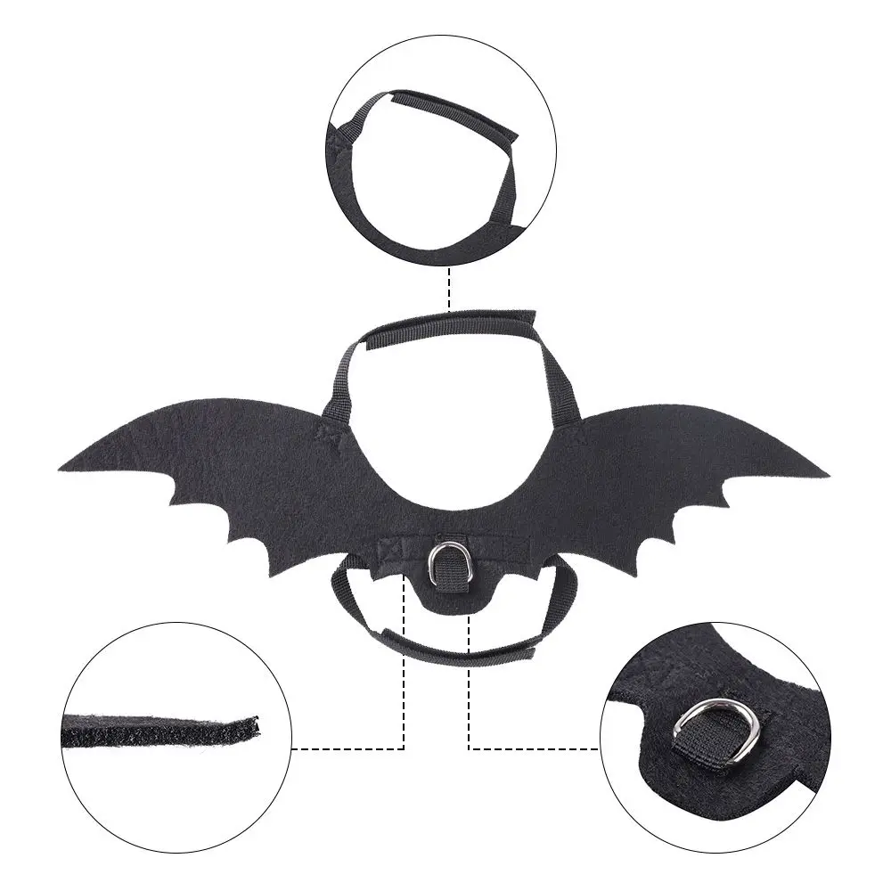 Pet Halloween Bat Wings Dog Cat Costume Party Dress Funny Cool Puppy Kitty Apparel Cosplay Prop with Traction Rope Fixing Hole