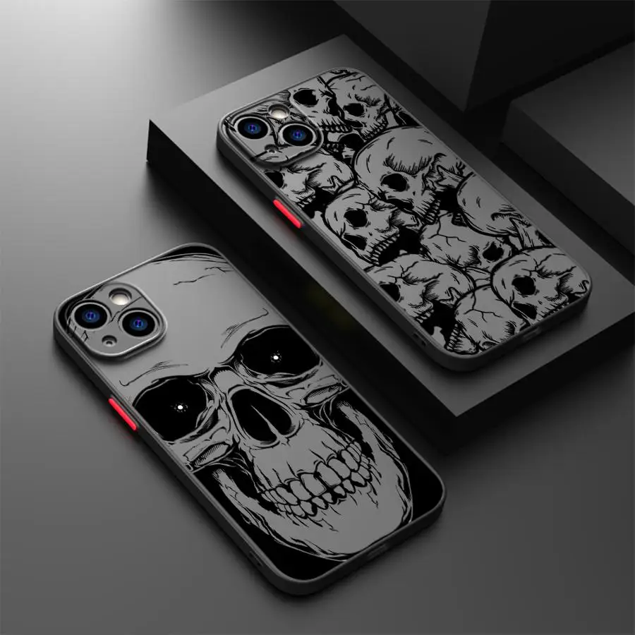 Four Spooky Skull Patterns Phone Case for iPhone 16 Pro 11 12 Mini 13 14 Pro 15 Pro Max 7 8 Plus XR XS MAX funda