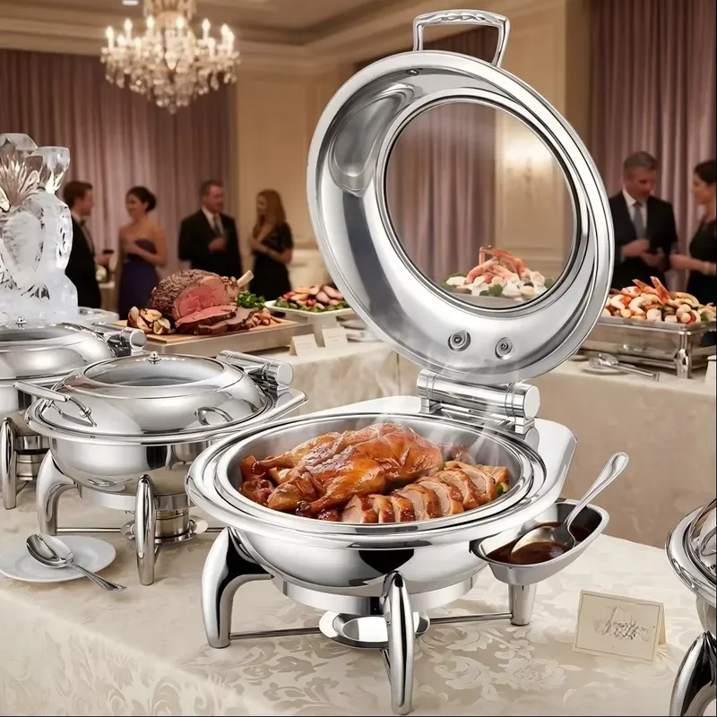 Stainless Steel Food Warmer Buffet Set Commercial Steam Tray for Hotel Restaurant Catering Equipment Heating Display Chafing