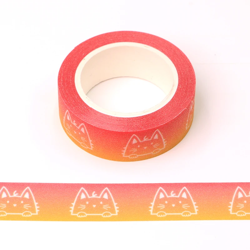 Ruban à paillettes chat Orange, papier Kawaii pour Scrapbooking, outils scolaires, masque à poudre décorative, papeterie japonaise, 1 pièce, nouveauté