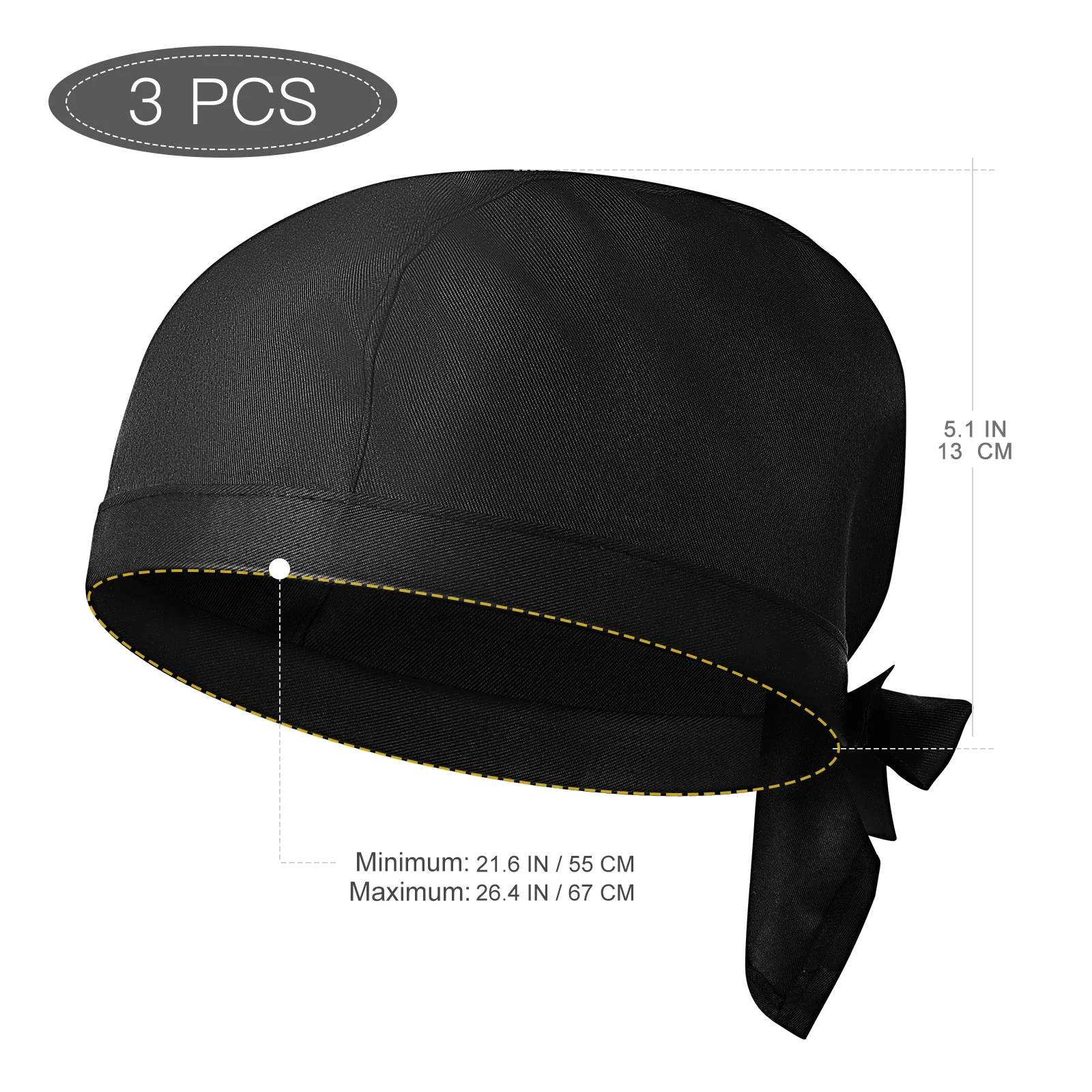 Chapéus de chef para mulheres, turbante de cabeça, acessórios de cozinha, roupas, garçom preto, homem