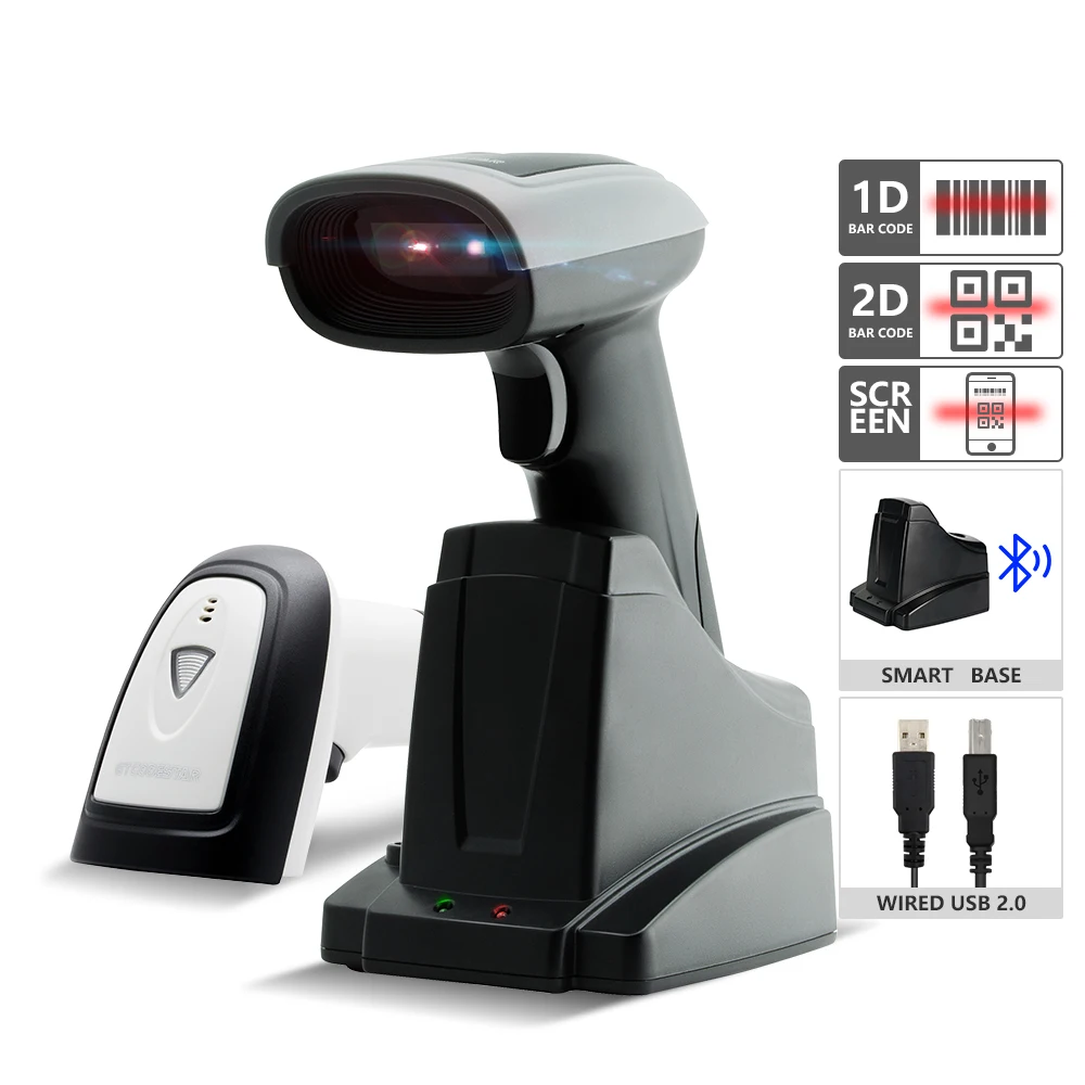 GTCODESTAR GT-1901B 2D Barcode Scanner Wireless Android Qr Bar Code Reader Scanner Cmos Image Sensor Price Barcode Scanner