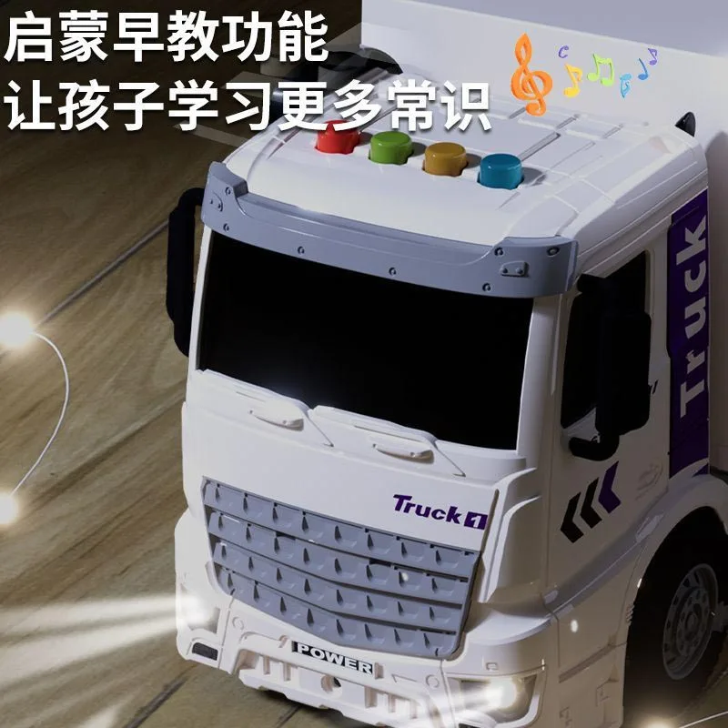 Children's Early Learning Musical Inertia Toy Truck Express Bus Trucsk Sound Light Moveble Engineering Car Toys Boys Kids Gift