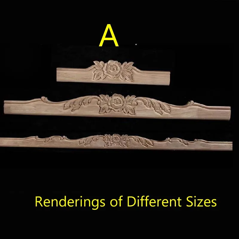 Solid Wood Carved Applique Skirt Board Apron Frieze Trim Panel Furniture Decorative Molding for Cabinet Table Chair DIY Repair