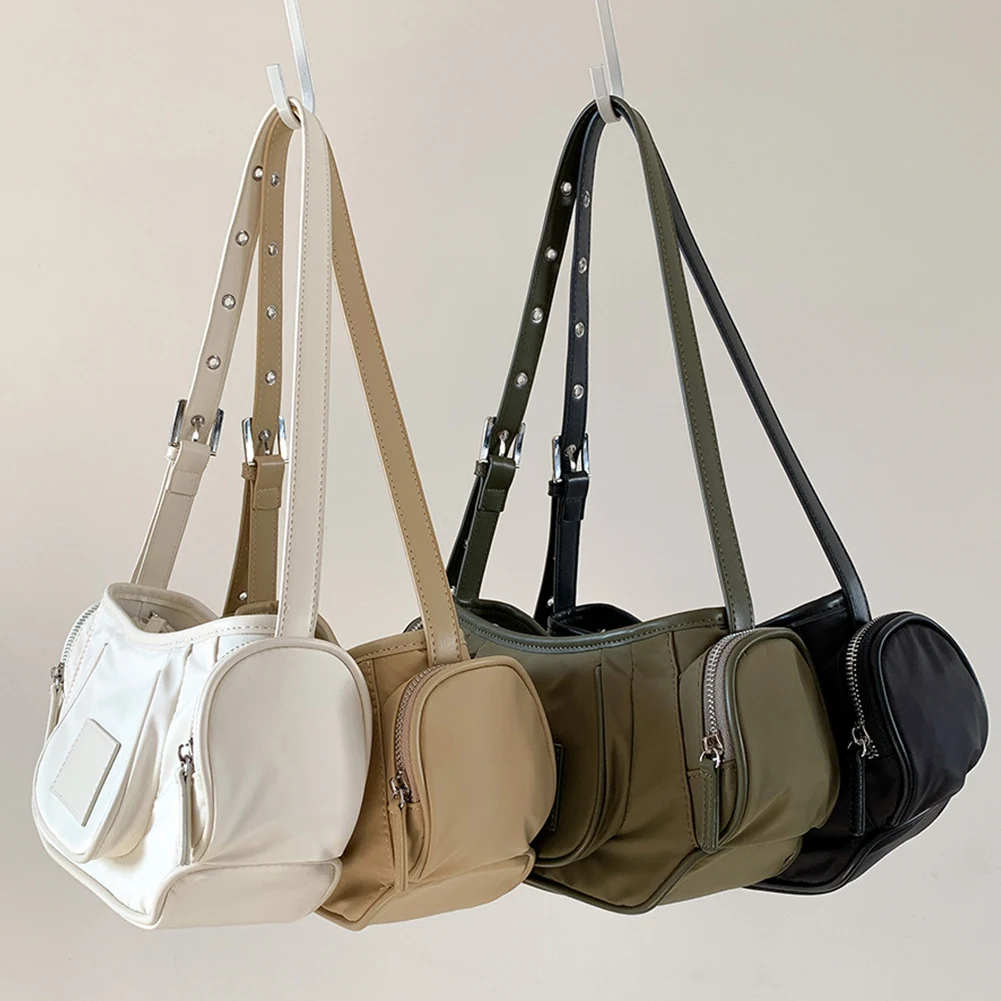 

Женская модная сумка на плечо, большая вместительная нейлоновая сумка для подмышек, повседневная сумка-клатч, регулируемый ремень, шикарная сумка-хобо с несколькими карманами