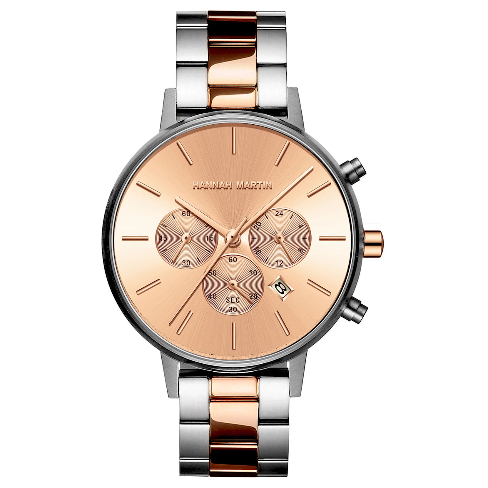 Модные женские часы, многофункциональный хронограф с застежкой-бабочкой, водонепроницаемый ремешок из нержавеющей стали, женские наручные часы