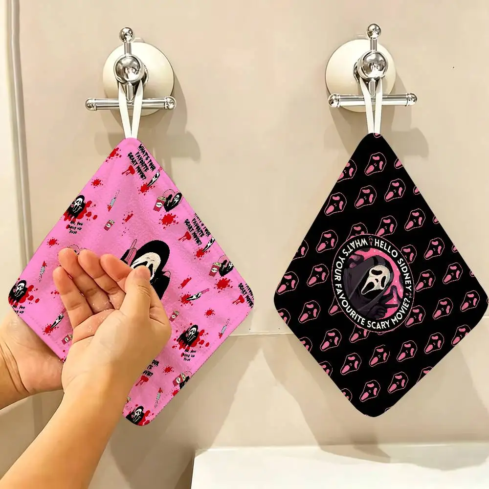 S-Scream Ghostface Hanging Style Hand Wiping Towel, Polyester Cotton, Anti-fade for Indoor Kitchen Living Room
