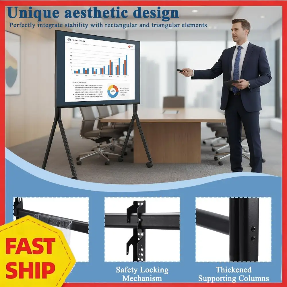 

Universal Flat/Curved Screen Mount for 86-110 Inch Screens Rolling Floor TV Stand Max Load 485LBS/220kg with Lockable Wheels