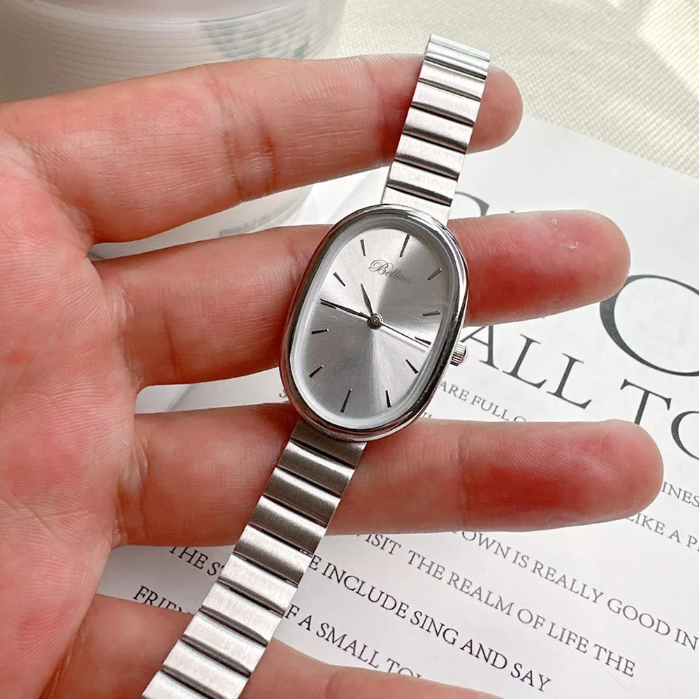 

Подарочные кварцевые часы с овальным циферблатом, простые часы с откидной застежкой, женские часы, студенческие наручные часы