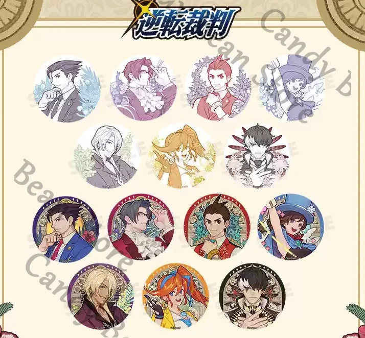 Ace Attorney Mei Karuma Apollo Justice Phoenix Wright Klavier – Badge en fer blanc authentique pour cosplay d'anime, emblème, broche de dessin animé, cadeau