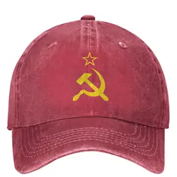 USSR Hammer Sickle CCCP Retro Russian Soviet Flag Baseball Caps Merch For Unisex Vintage Distressed Washed Hats Sun Cap