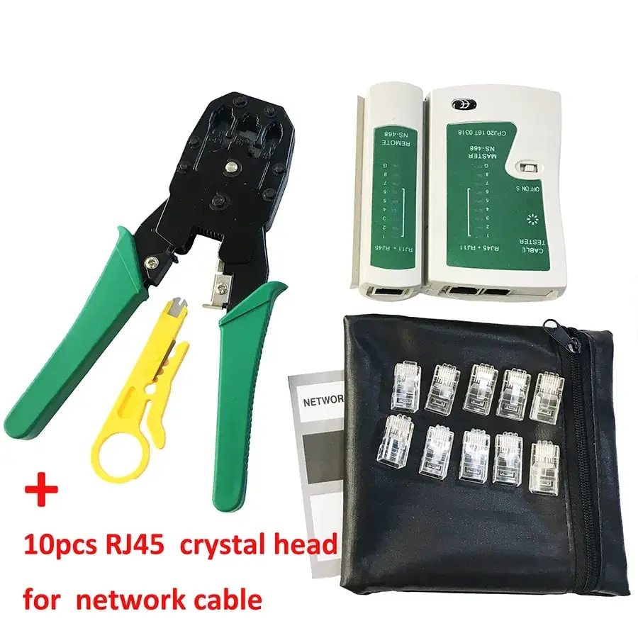 Stripping Crimping Pliers Network Cable Clamp Pliers +Professional Network Cable Tester RJ45 RJ11 RJ12 CAT5 UTP LAN Cable Tester