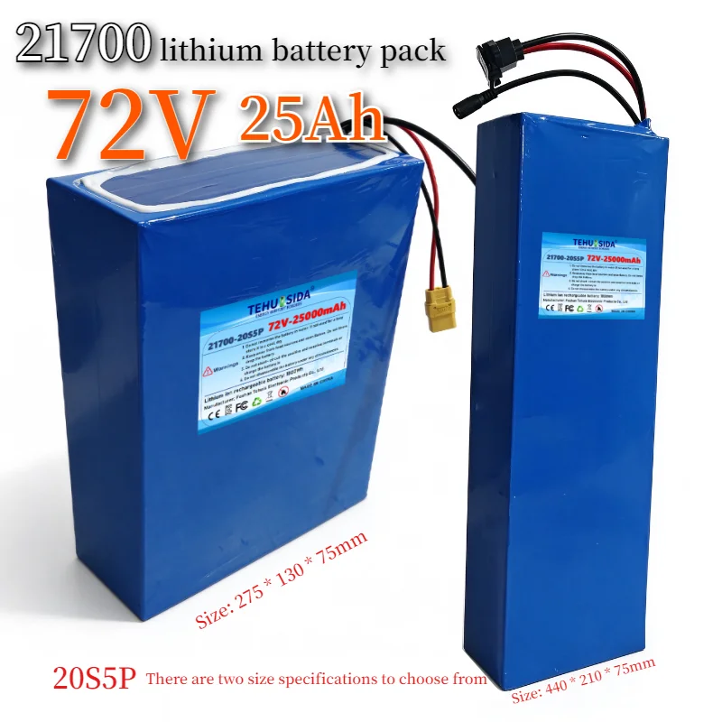 72V 25Ah Lithium Battery Pack 21700-20S5P with BMS 3000W High-power Electric Tricycle Backup Power Supply+84V 5A Charger
