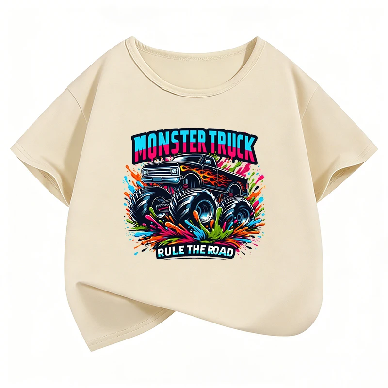 Funny Car Design T-Shirt Printed T Shirt Boy Summer Clothes Short Sleeve Tops T-Shirts Cute Girls Clothing