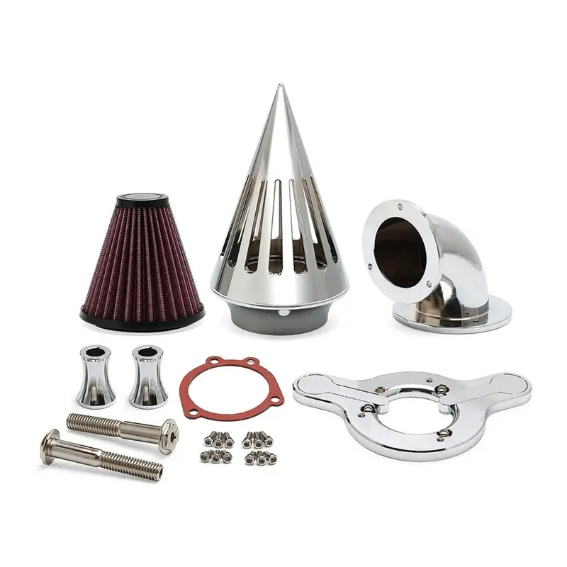 AB56-Electroplated/Red Air Cleaner Intake Filters For Dyna Softail Touring Road Glide Cone Spike Design