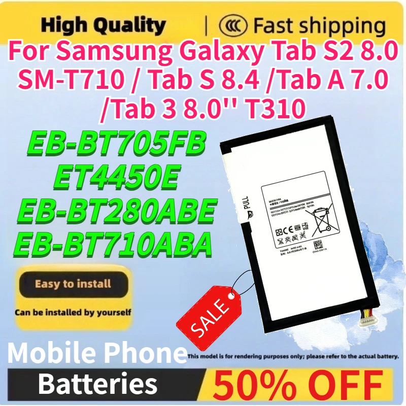 Batería EB-BT705FBE T4450E EB-BT710ABA para Tablet Samsung Galaxy Tab S2 8.0 SM-T710 / Tab S 8.4 / Tab A 7.0 / Tab 3 8.0'' T310