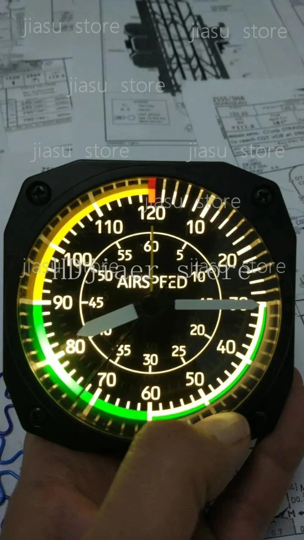 Aircraft Simulation Instrument Alarm Clock with Locator, Airspeed/Altimeter/Attitude Indicator for Aviation Enthusiasts