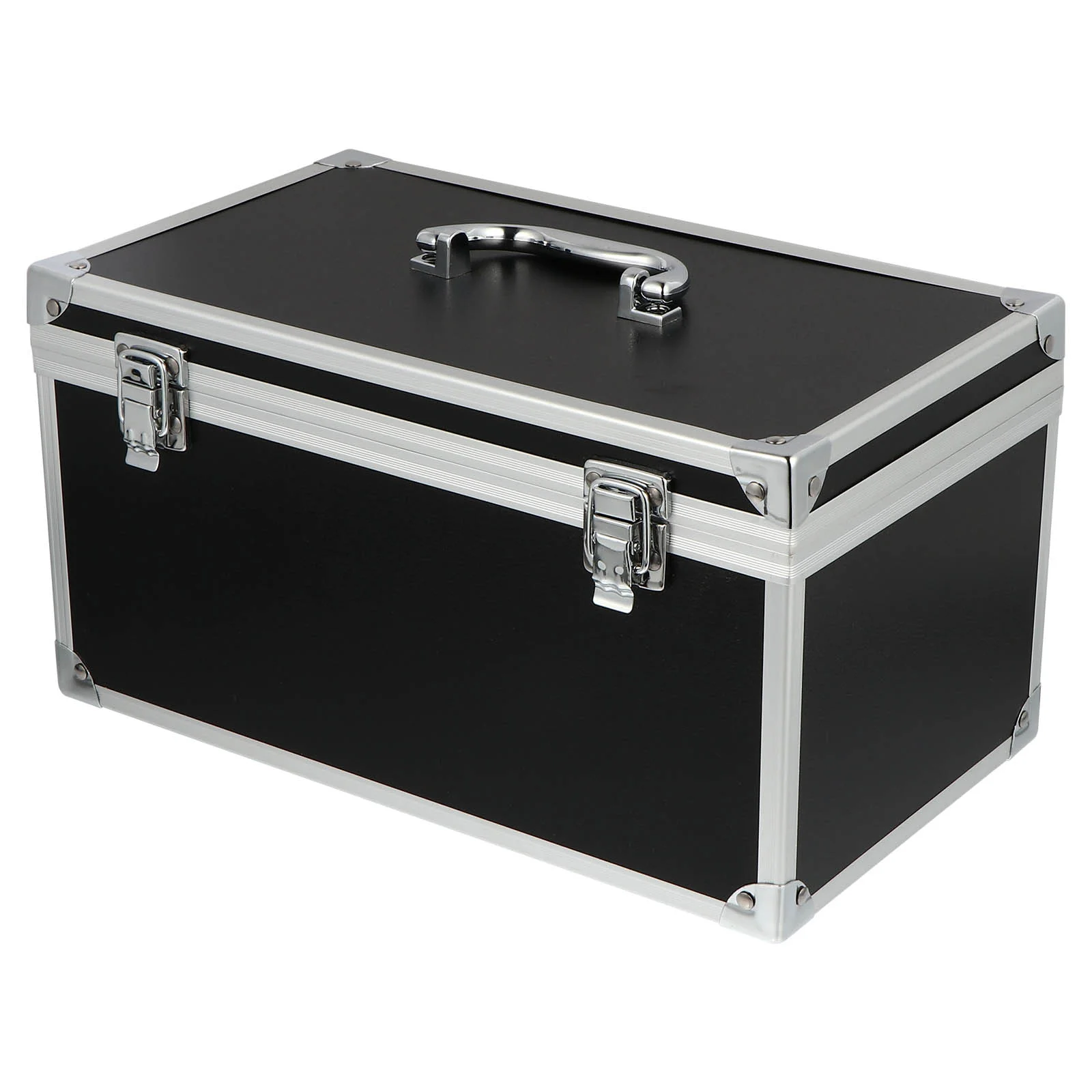 Caja de herramientas, contenedor de instrumentos de almacenamiento multifunción, botones naranjas, adorno de aluminio portátil, transporte