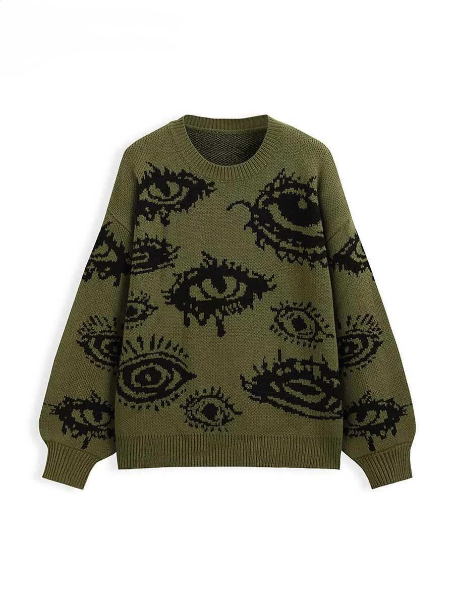 

GarbGlory Women's sweater eyes new pullovers Knit wear Winter clothes women vintage Female clothing long sleeve tops Oversize