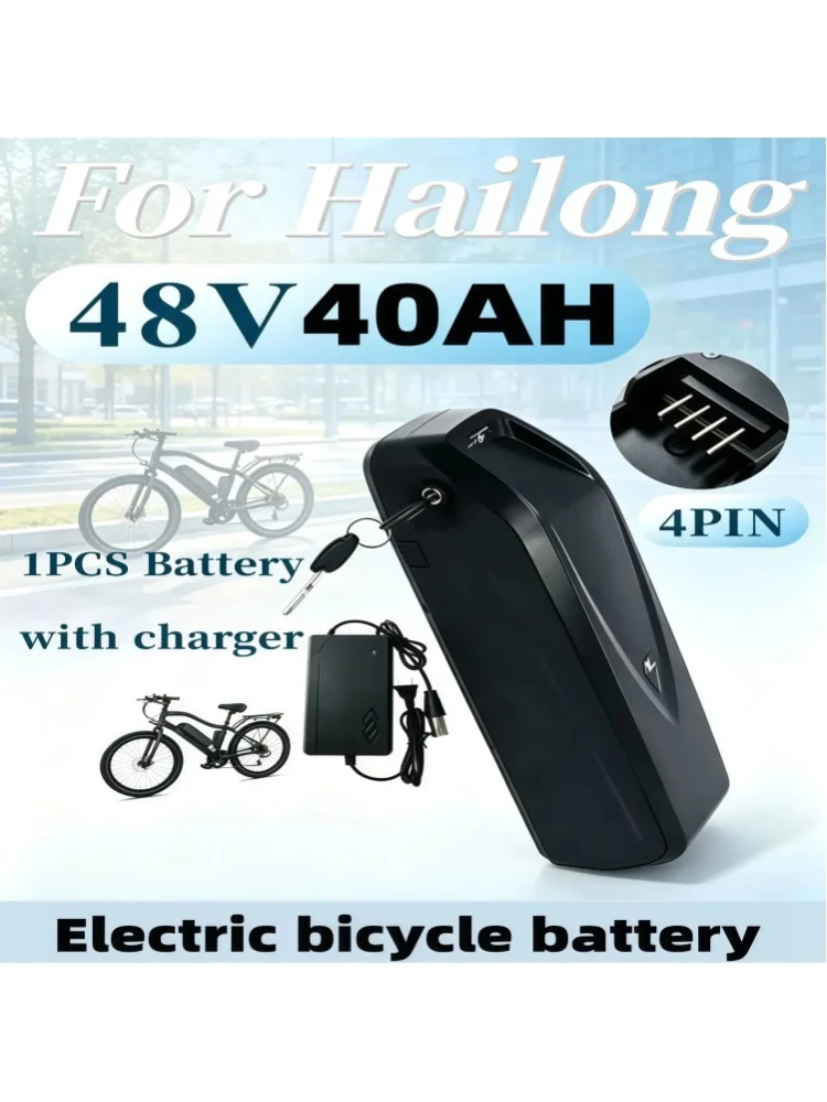 LIDIKALA 48V 40Ah Hailong Max E-Bike-Akku Downtube 40A Smart BMS 18650 Lithium-Ionen-Zelle für 500W 750W 1000W 1500W 2000W Elektrofahrrad-Roller mit Schlüsselschloss.