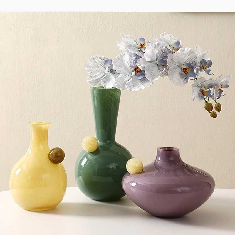 Colored Geometric Sphere Glass Vase Flower Vase Flower Arrangement Accessories Hydroponics Terrarium Home Decoration