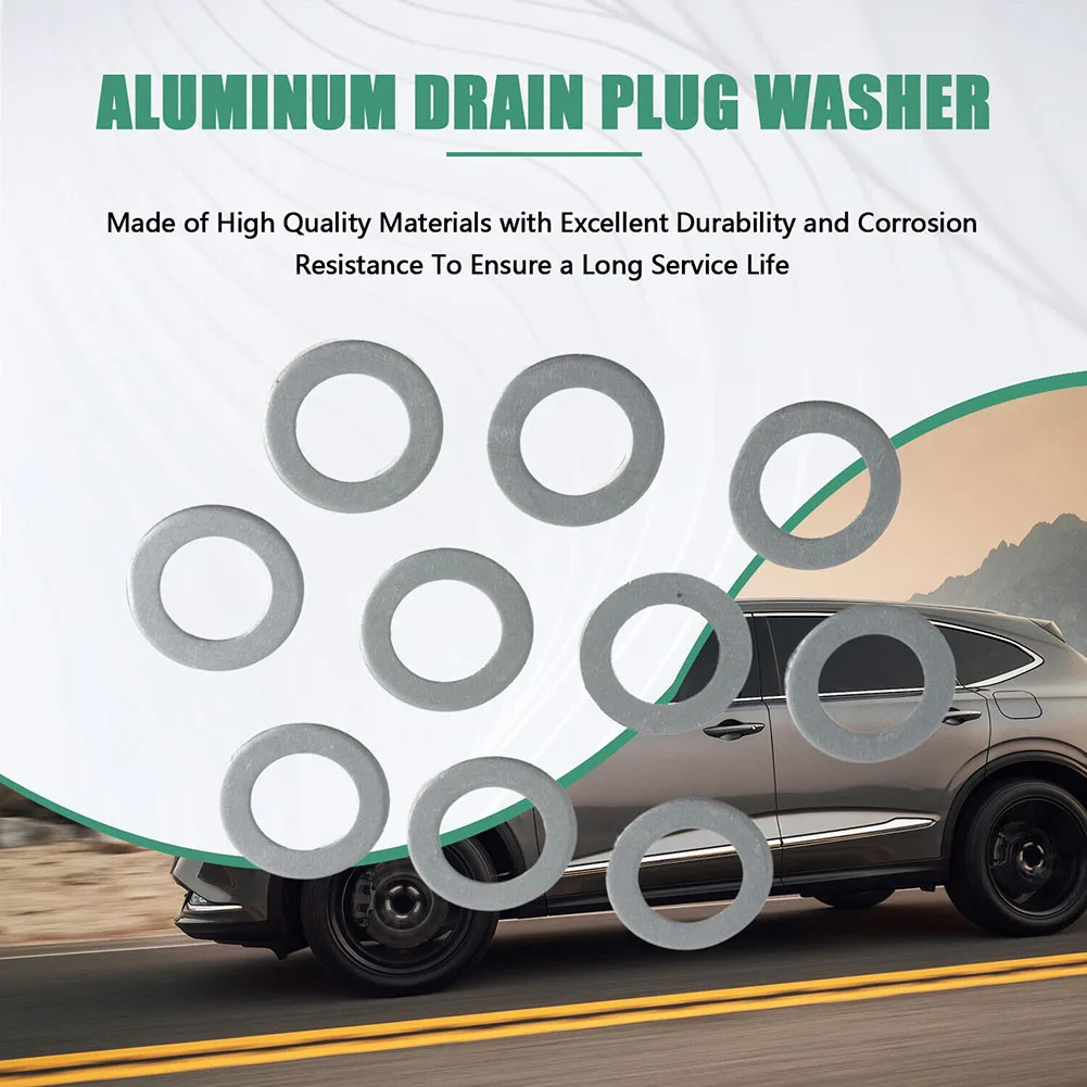 

10pcs Aluminum Transmission Drain Plug Washer Silver Metal Gaskets #94109-12000 For Honda-Odyssey 1995-2004/ For CRV 1997-2006