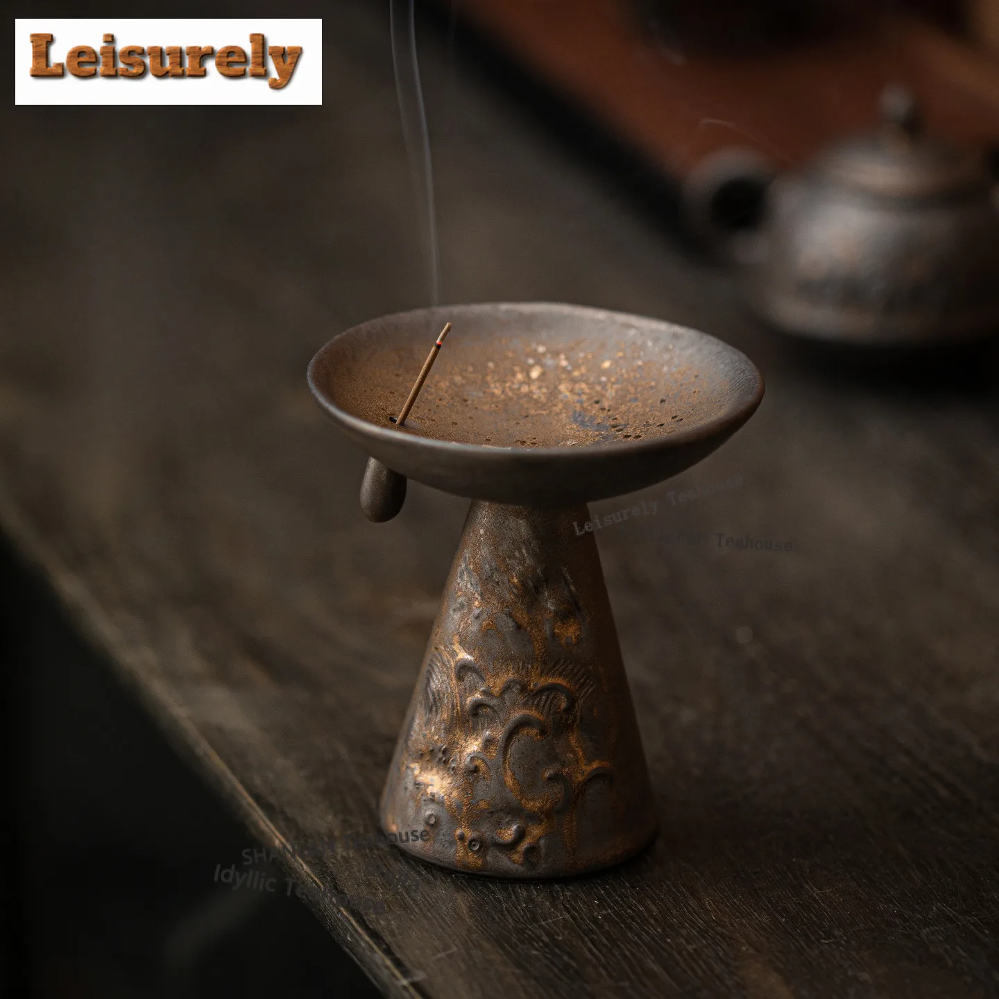Gilt Iron Glaze Wave Incense Holder Mist Smoking Steamers Incense Burners Consecrate Censer Tableware Supplies Craft Ornaments