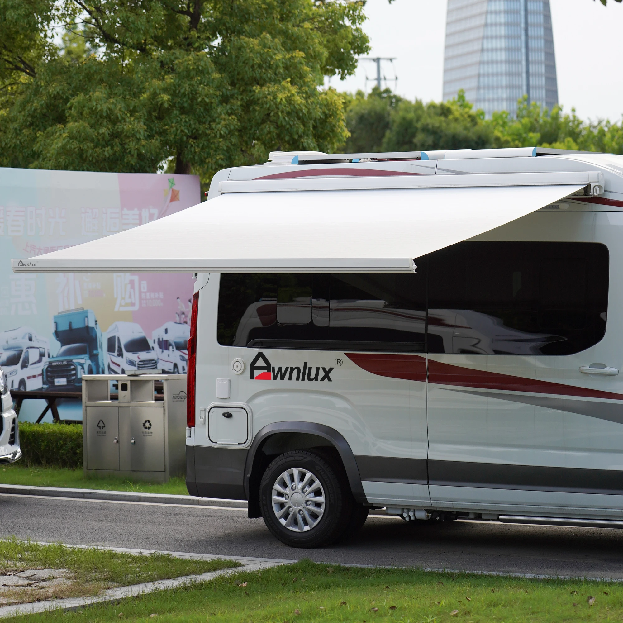 Wareda W5500 Electric Full Cassette Waterproof Side Mounted Awning For Mercedes Sprinter Camper Van Conversion