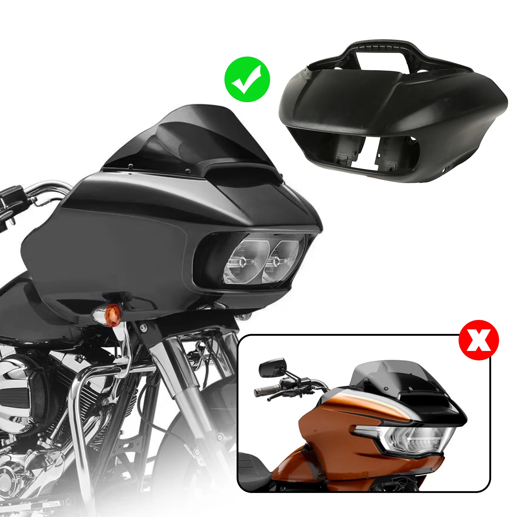 

Motorcycle Inner & Outer Fairing For Harley Touring Road Glide FLTRX 2015-2024 2022 2021 2020 2019 2018 2017 Black/Matte Black