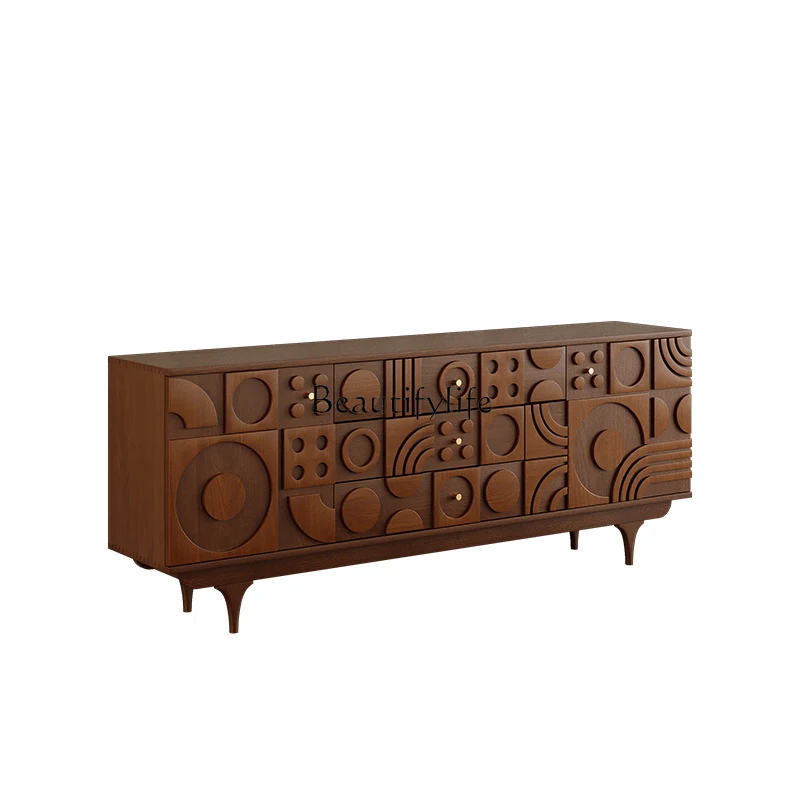 

Wabi Sandy Wind Solid Wood Bedroom Living Room Side Cabinet Walnut Locker