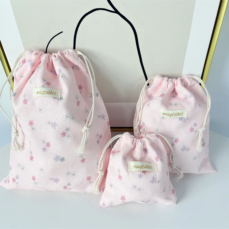 Torba do przechowywania z kokardą w kratkę, przenośna kosmetyczka ze sznurkiem, podróżna torba ze sznurkiem do pakowania i organizowania różnych przedmiotów.