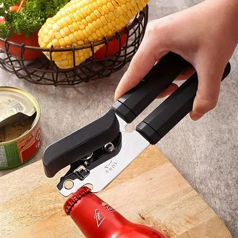

Stainless Steel Beer Grip Opener Professional Tin Manual Can Opener Multifunctional Side Cut Cans Bottle Opener Kitchen Gadgets