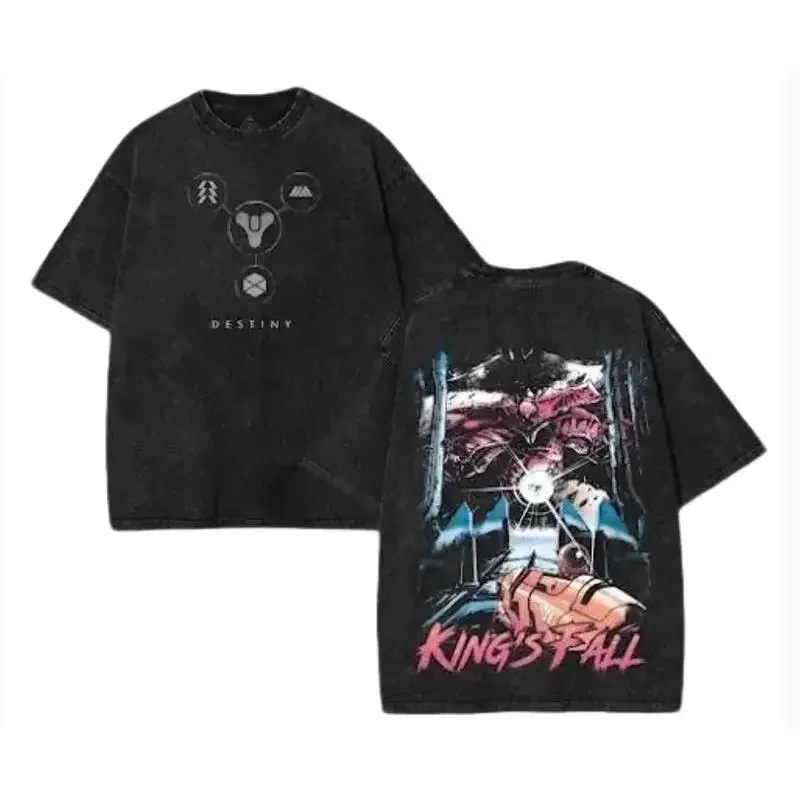 

Destinys 2 Washed T Shirt Men Video Game Y2K Retro Casual Shirts Summer O Neck Hipster Tees Design Clothes Menswear graphic tee