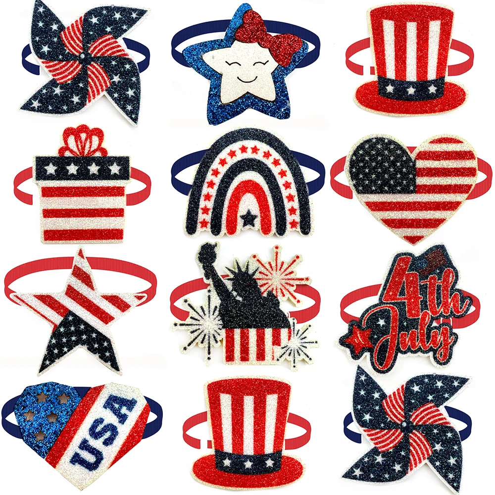 50pcs American Independence Day Small Dog Accessories Dog Bow Tie 4th of July Pet Accessories Puppy Cat Bowties for Small Dog