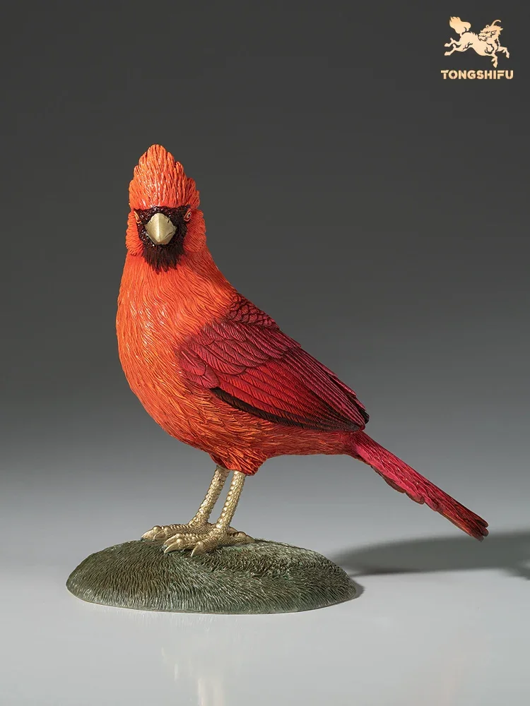 Copper Handicraft Animal Figurines Cardinals Statue Brass Animal Sculptures Birds Ornament Art Collection Home Decor Gifts