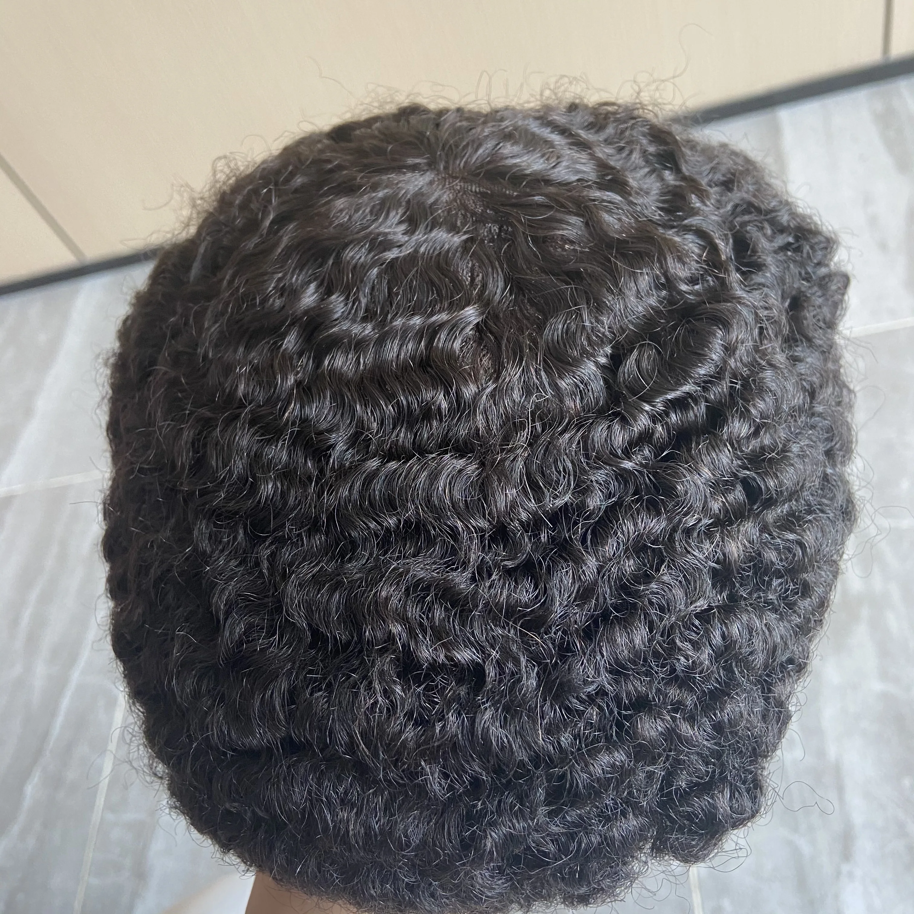 Best 8mm 10mm Afro Black Men Toupee 100% Human Hair Deep Weave Unit Kinky Curly Toupets Mono Lace&NPU Wig 360 Wave Prosthesis