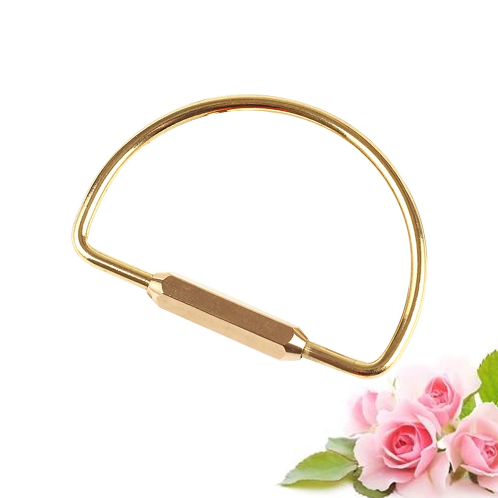 D Shaped Creative Golden Brass Keychain Purse Keyring Key Holder Fashionable Belt Clip Gift for Hanging Ornament