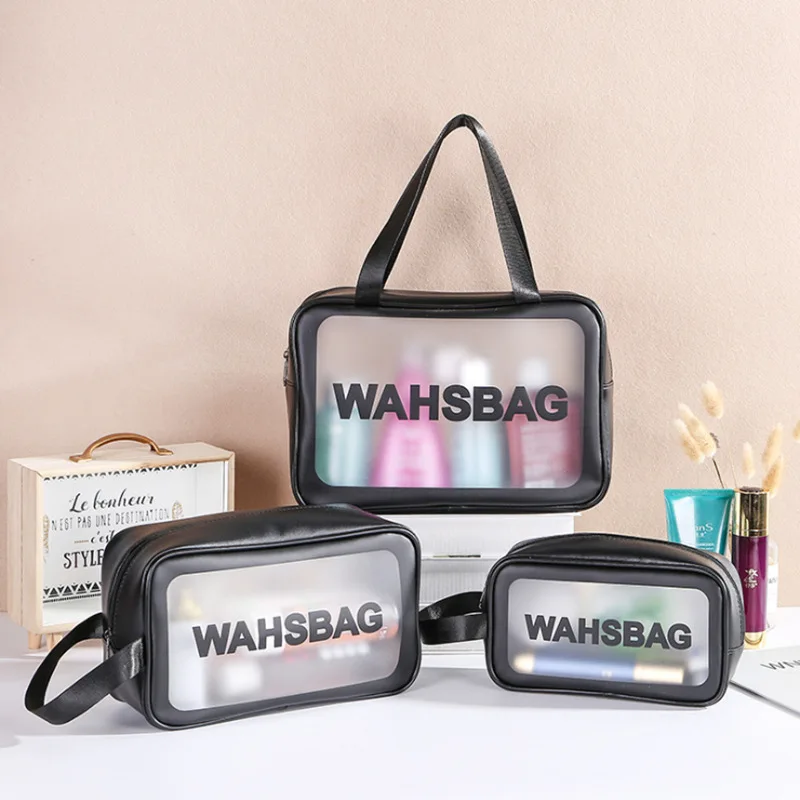 

S/M/L 3 Sizes Ladies Large Capacity Pu Frosted Waterproof Cosmetic Bag Convenient Travel Makeup Storage Bag Female Wash Bag