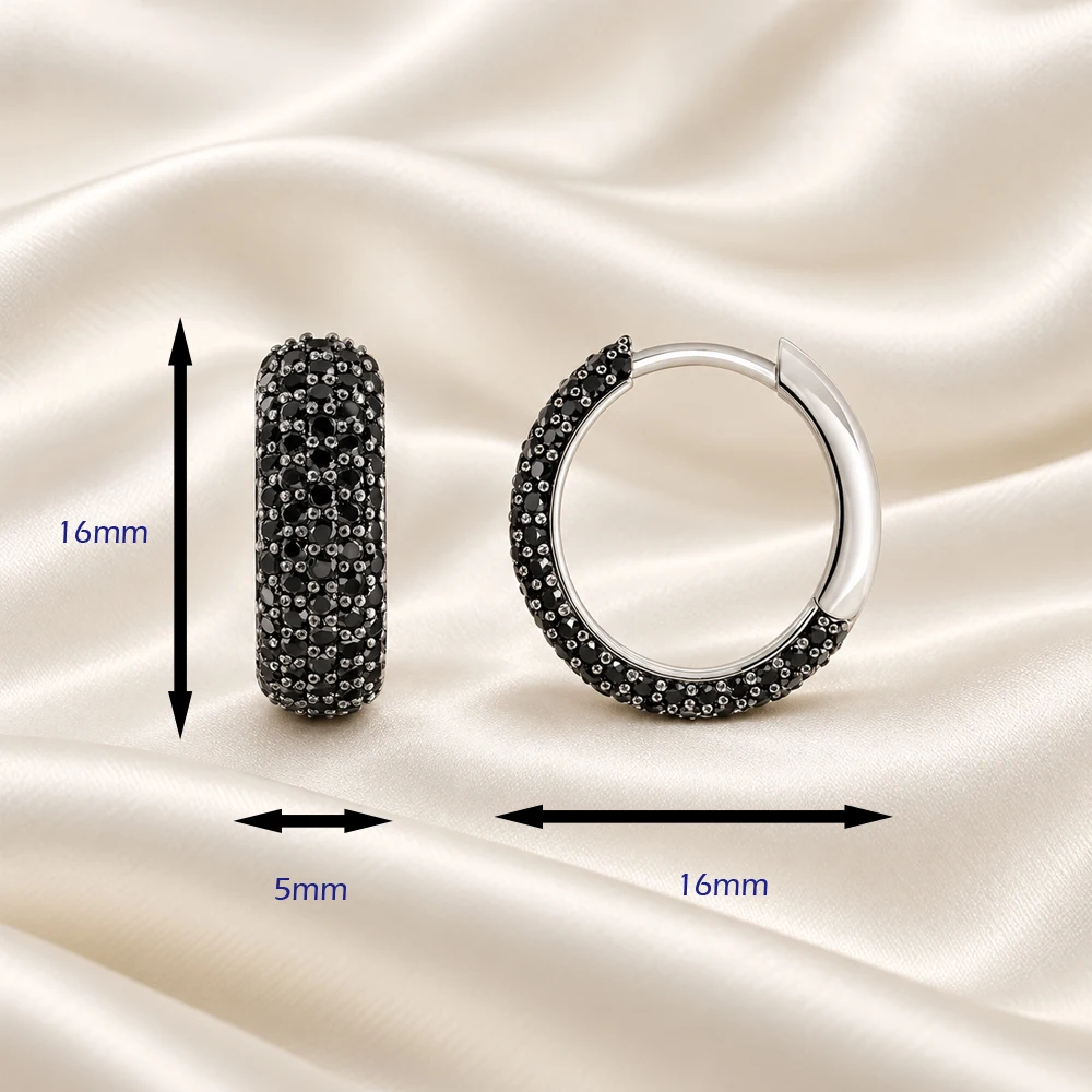 Kleine, breite Creolen-Ohrringe mit Zirkonia, feiner Schmuck für Damen und Herren, ein trendiges Geschenk aus reinem 925er Sterlingsilber. – Detail 2