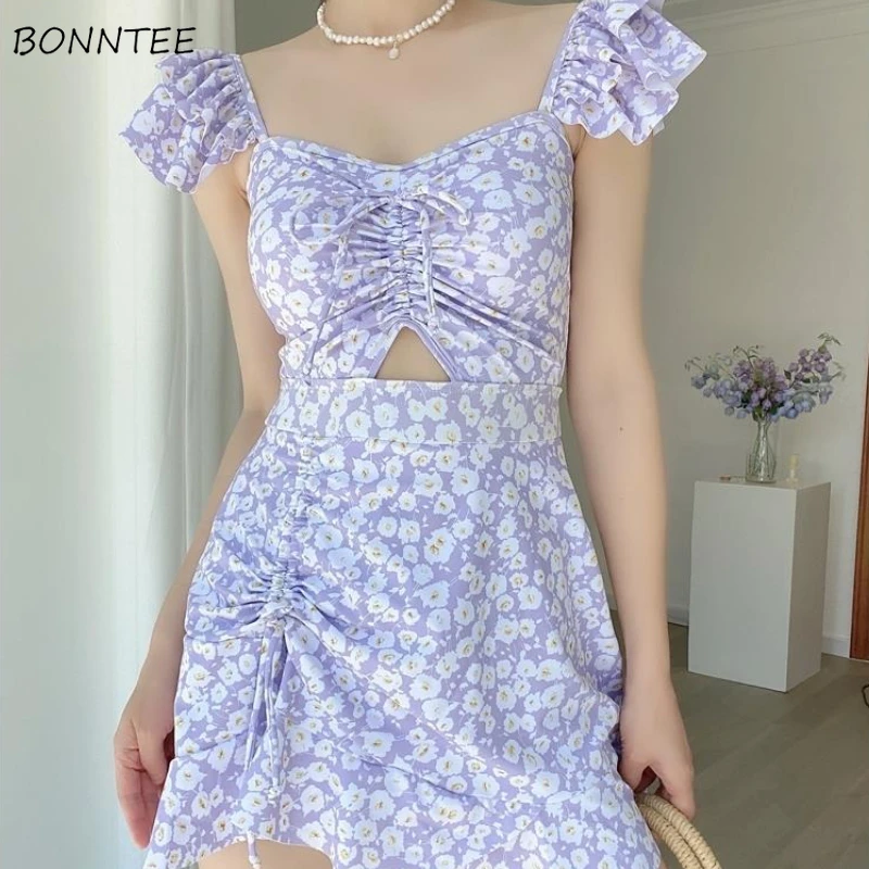 

Cover-up Women Sexy Lovely Square Collar Korean Style Students Simple Design Summer Swimwear Beachwear Holiday Chic Sleeveless