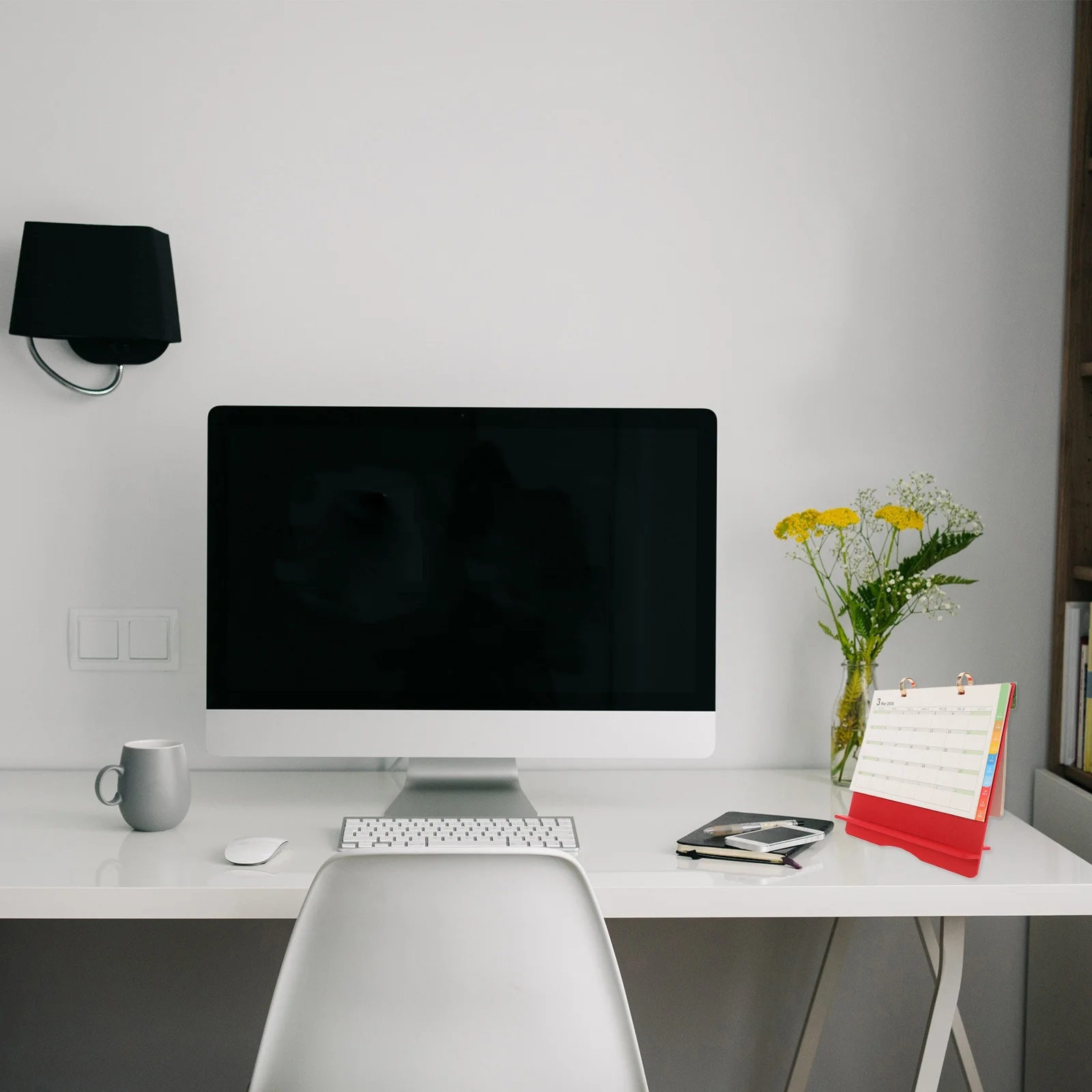 2026 Desk Calendar Standing Schedule Yearly Planner Desktop Monthly Organizer Colorful Tabs Red Wood Desk Calendar