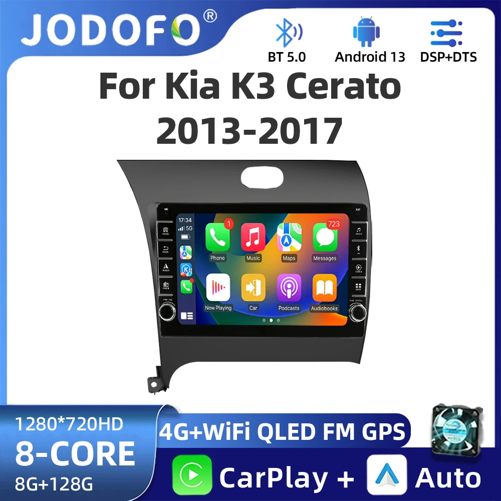 

Jodofo 2Din 4G Android 13 Car Radio Multimedia Video Player For Kia K3 Cerato 3 Forte 2013-2017 Navigation GPS Carplay Stereo