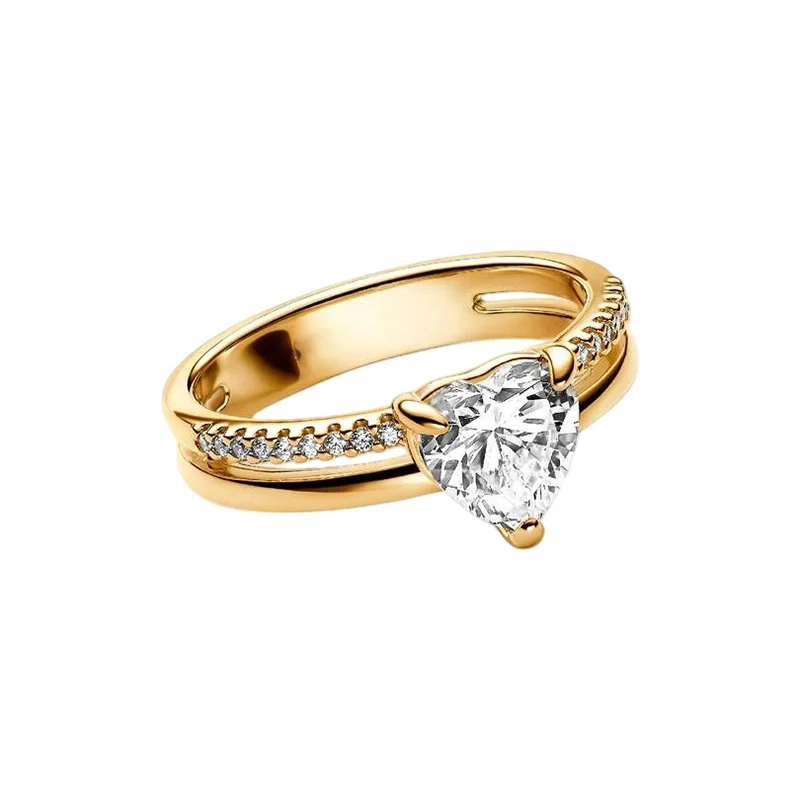 Women's 925 Silver Double Love Butterfly Gold Ring