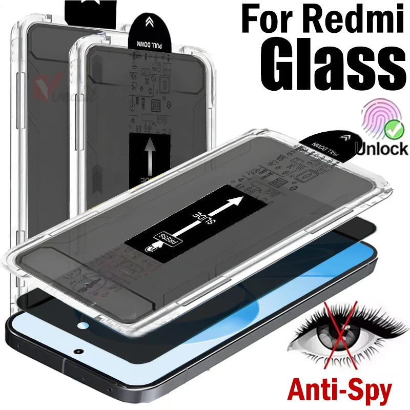 

1-2Pcs Premium Easy Installation Dust-Free kit Privacy Screen Protector for Xiaomi Redmi K90 Pro Max K80 Ultra thin Unlock Glass