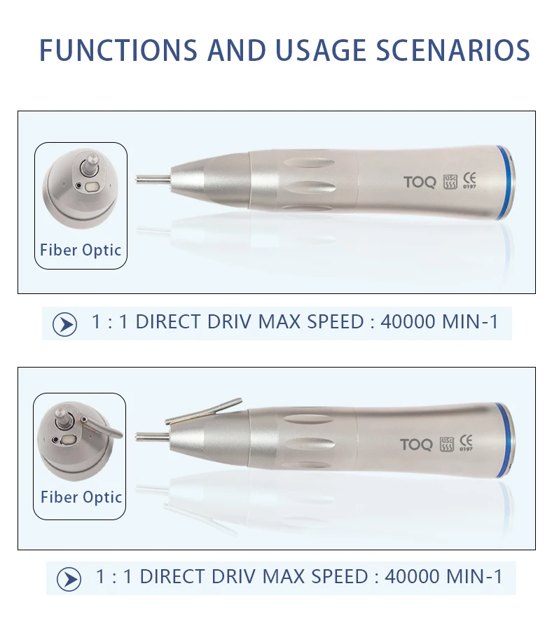 Dental 1:1 Straight Handpiece Inner Water Low Speed Handpiece Led Optical Fiber Dental Implant Tools